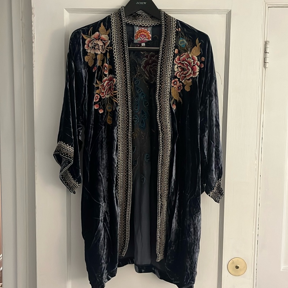 Johnny Was velvet open jacket
